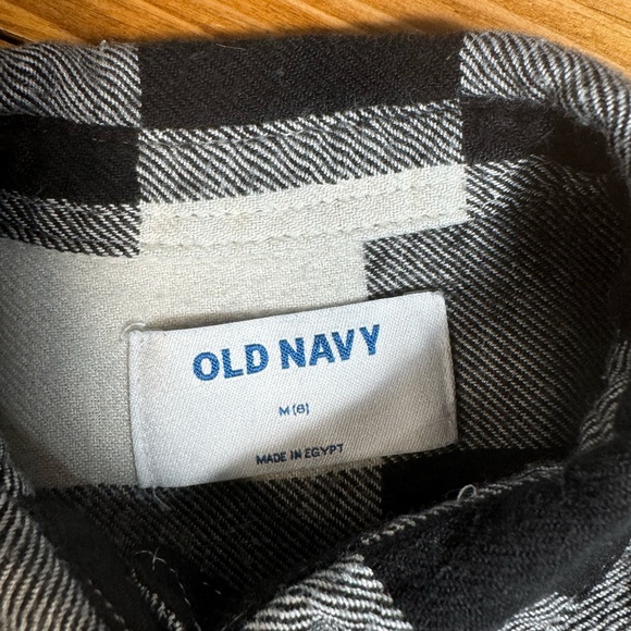 Girls Old Navy Black and white checkered plaid soft button down flannel size M/8 - Picture 3 of 5